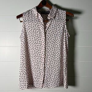 KARL LAGERFELD PARIS ​Sleeveless Pink & Black Polka Dot Top Sz Small